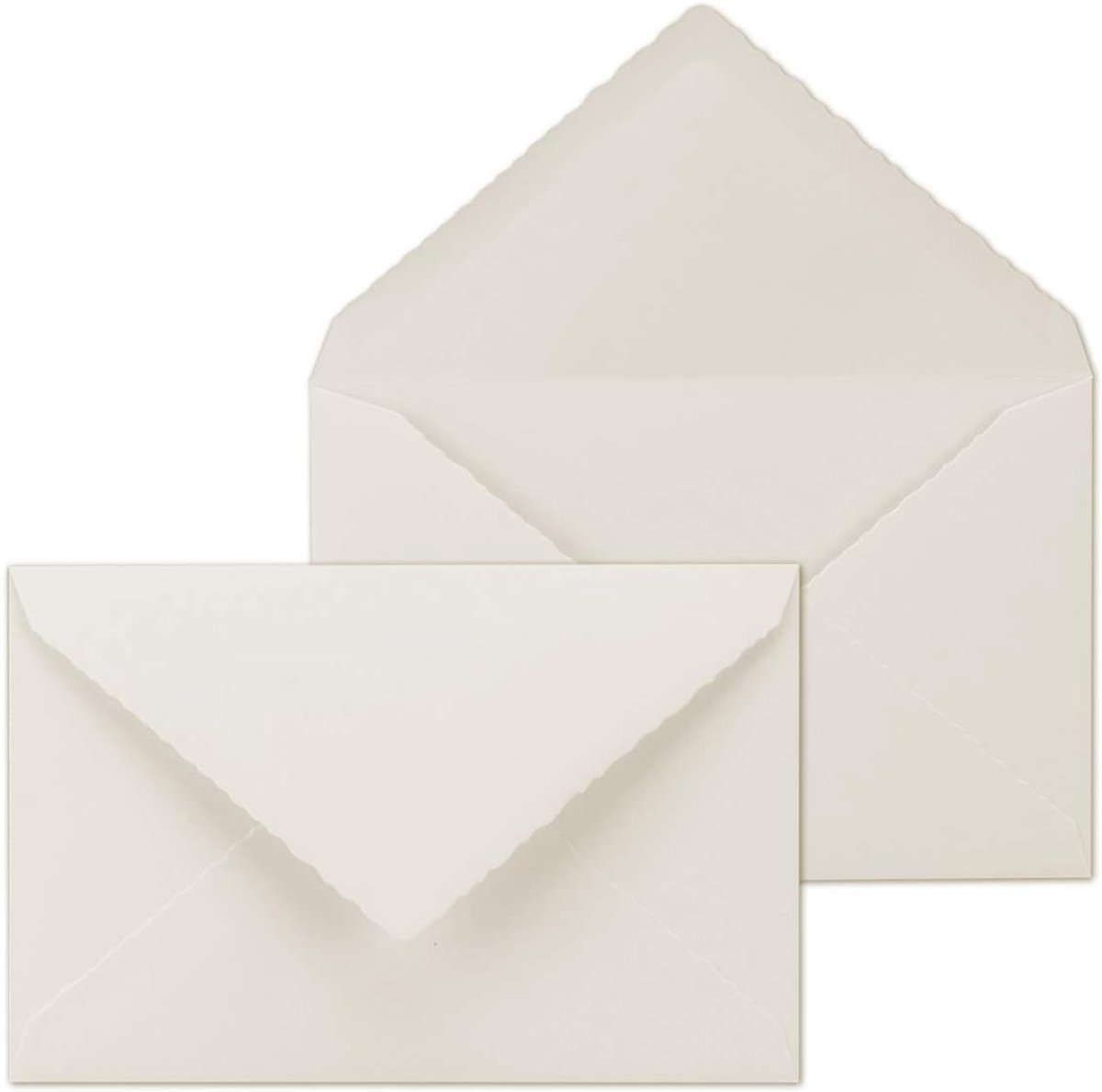 50x Vintage brief-enveloppen met getande rand - natuurlijk wit - Edel-Bütten - DIN C5 - 162 x 229 mm (16,2 x 22,9 cm) - imiteert Bütten - natte plakrand - door GUSTAV NEUSER