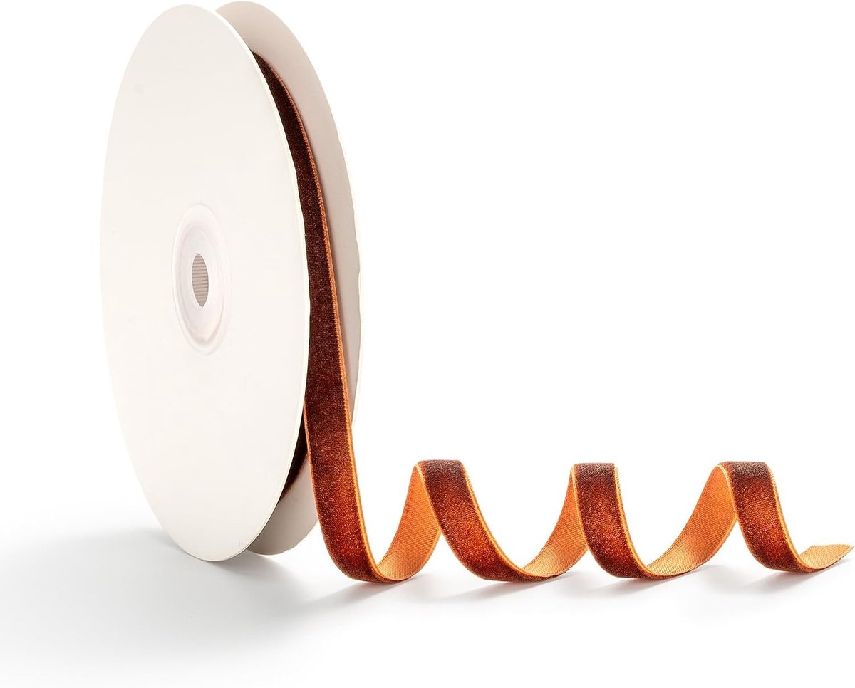 Fluwelen Lint - Bruin, 1 cm x 9 m Geschenklinten