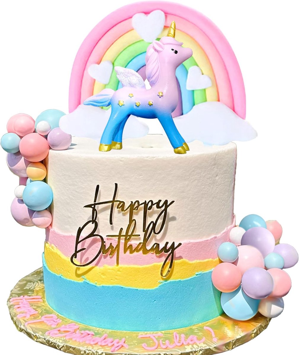 Pony Eenhoorn taarttopper regenboog verjaardagsdecoratie | Pony Eenhoorn taarttopper regenboog verjaardagsdecoratie voor meisjes