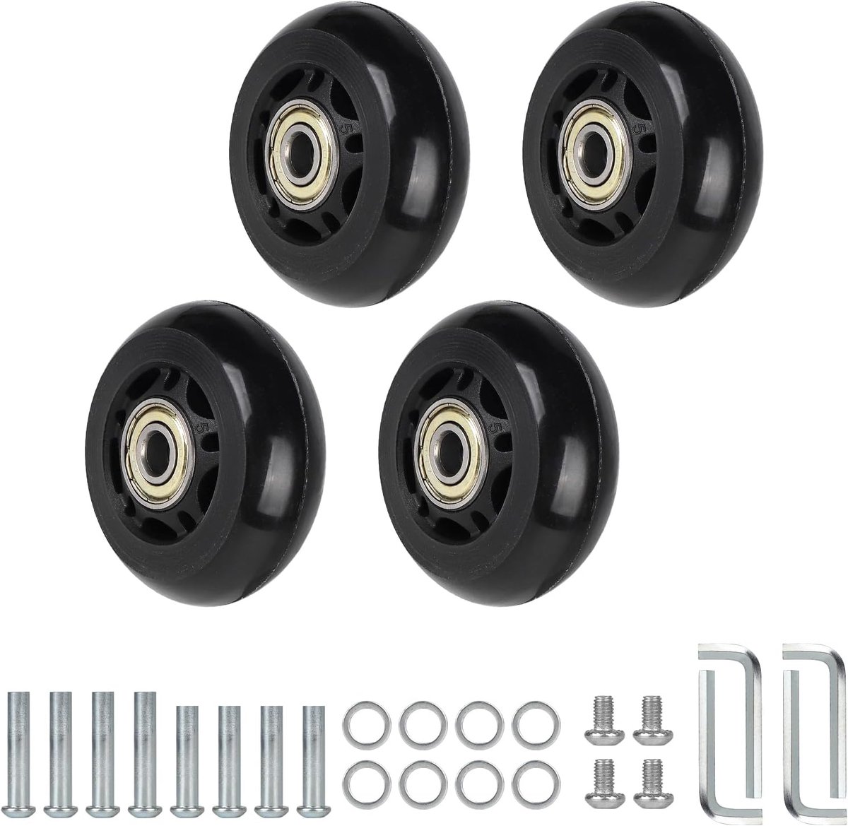 Set van 4 reservewielen voor koffer, 60 x 24 mm, vervangingswielen voor bagage, kofferwielen, rubberen koffer/koffers, vervangende wielen voor trolleys