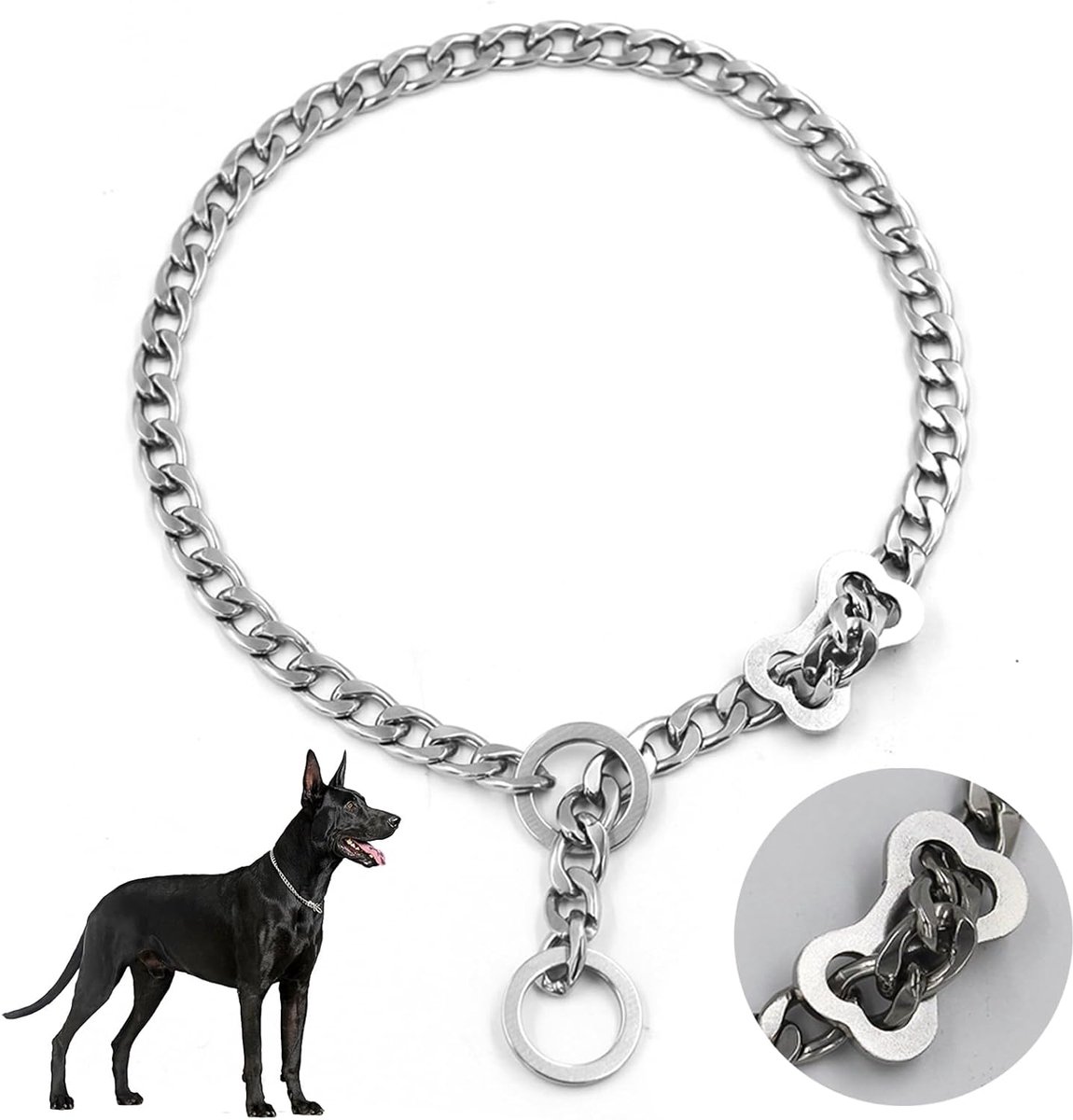 hondenhalsband, verstelbare hondenhalsband, P-ketting, hondenhalsband voor hond uitlaten, M (54 cm)