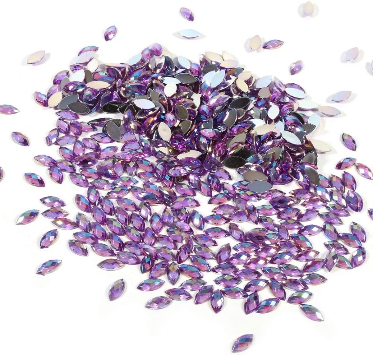 steentjes, platte achterkant, glitterstenen, acryl, gekleurde sierstenen om op te naaien, voor doe-het-zelf handwerk, decoratie, 500 stuks (lichtpaars)