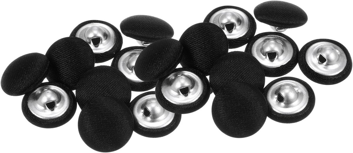 Knopen bekleed met stof 12,5 mm ronde metalen poten voor kleding, blouses, truien, zwart