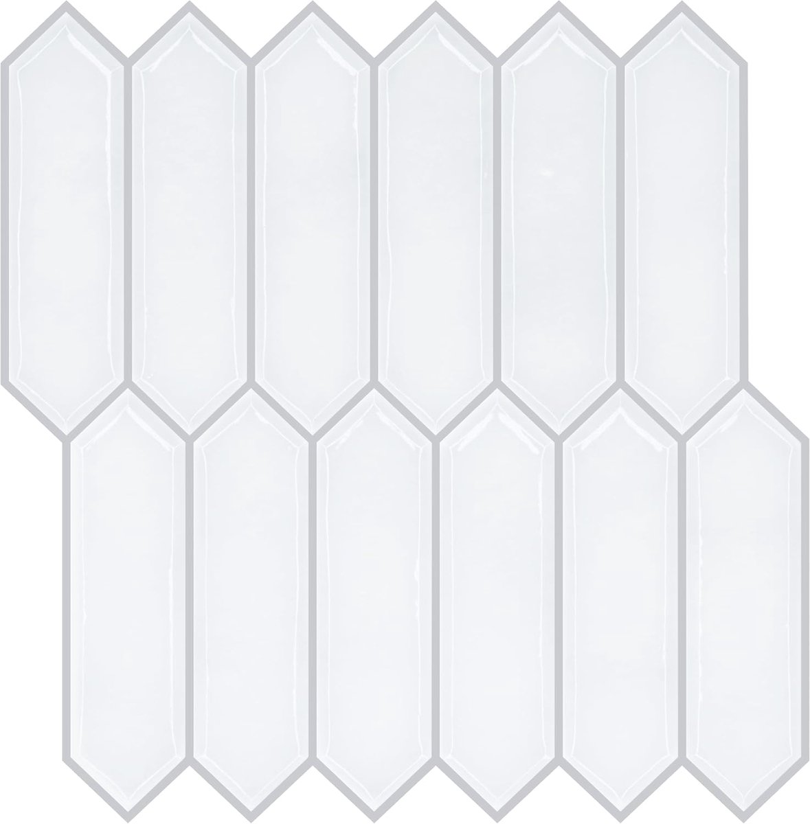 Plaktegels, witte zeshoekige wandtegels, zelfklevend voor muren en keukens, backsplash tegelstickers voor badkamer, 30,5 cm x 30,5 cm, 6 stuks