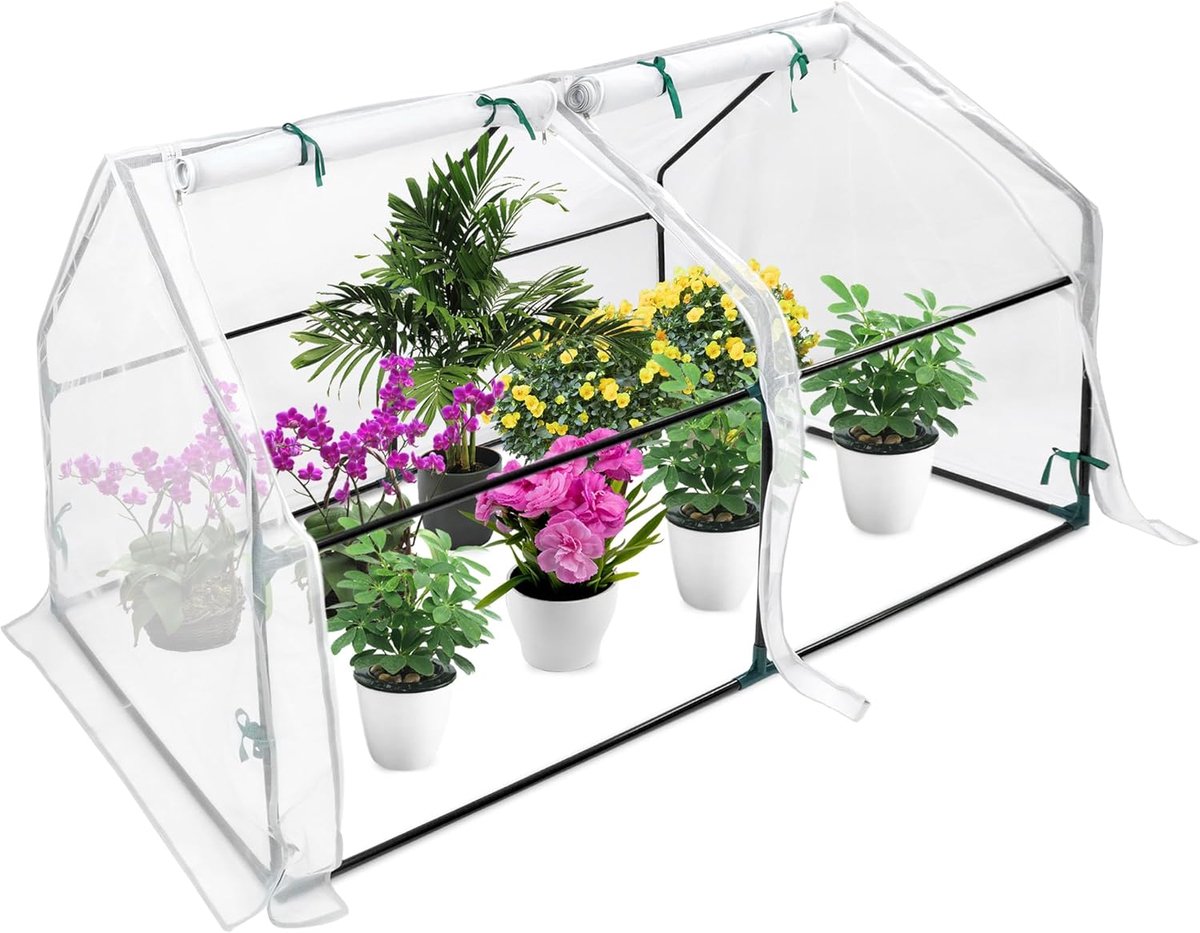 Broeikas foliekas 180x90x90cm tuinkas met deur broeikas tomatenkas tomatenkas voor tuin balkon, wit