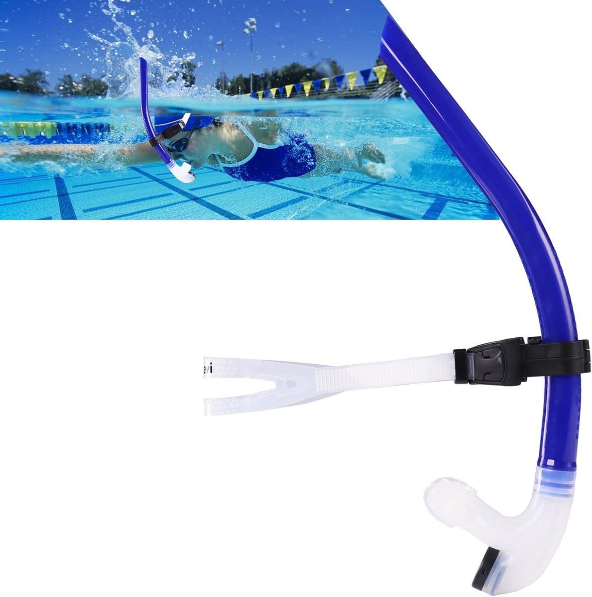 zwemsnorkel voor rondzwemmen, snorkeluitrusting voor volwassen zwemmers voor snorkeltraining in zwembad en open water, Comfortabel Siliconen mondstuk met middenmontage en eenwegsspoelventiel