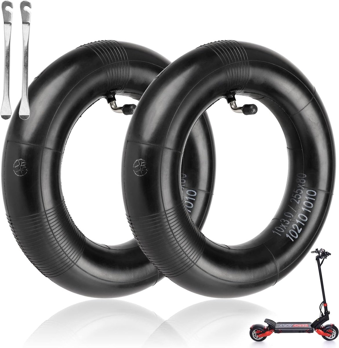 ulip 2 stuks binnenbanden 255 x 80 cm, 255 x 80 cm, dubbele dikte voor Kukirin G2 max/Kukirin G3 Pro/Kukirin M4/Pro elektrische scooter 80/65-6,5,90/65-6,5,10 x 3 reserveslangen