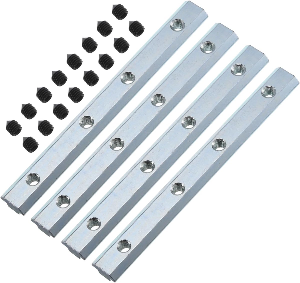 sourcing map 4 stuks rechte lijn connector 7,1 inch binnengewrichten klemmen met M8 schroeven voor 4545 serie aluminium extrusie strengprofiel T-sleuf 10 mm (zilver)