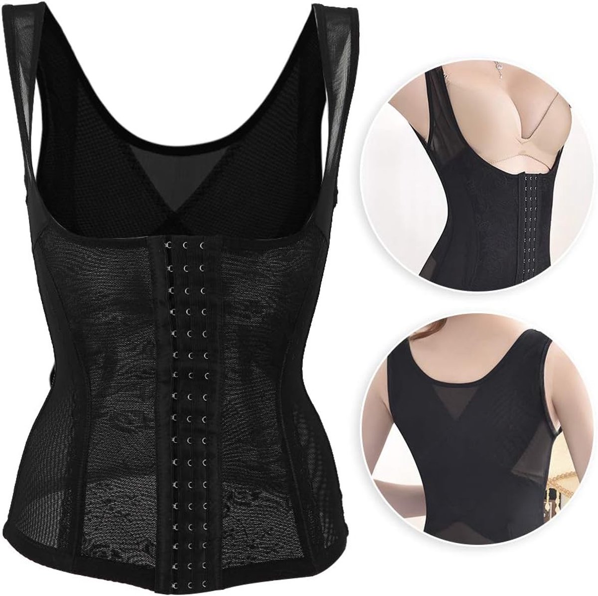 Buikcorset, Postpartum Ademend Mesh-Tailletrainer Tummy Tuck Shapewear Lichaamsvormend Ondergoed (M-Zwart)
