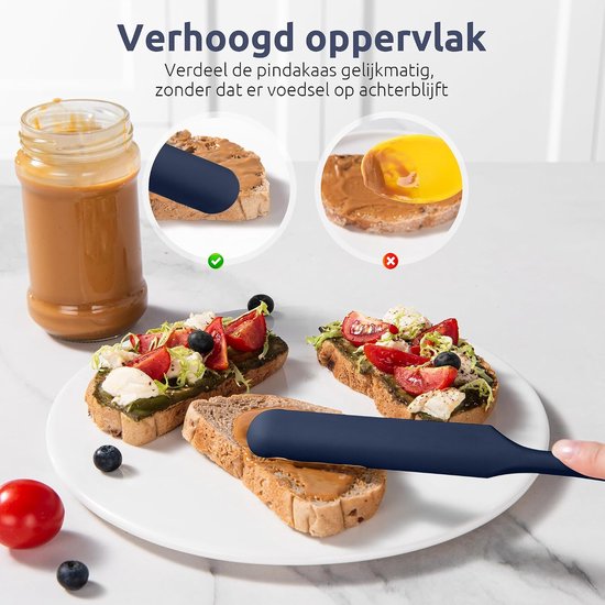Voedselveilig Kleine Siliconen Spatel (Middernachtblauw) - Flexibele Lepelvormige Punt en Stevige Kern voor het Mengen,Schrapen en Smeren van Zuurdesemstarter Pindakaas Jam en Slagroom — afbeelding 5