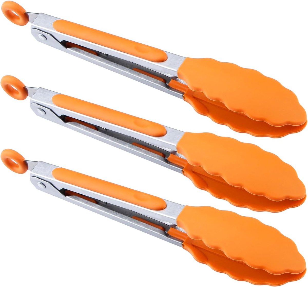 BIGSUNNY 17,8 cm Mini siliconen serveertangenset 7 Inch ORANJE