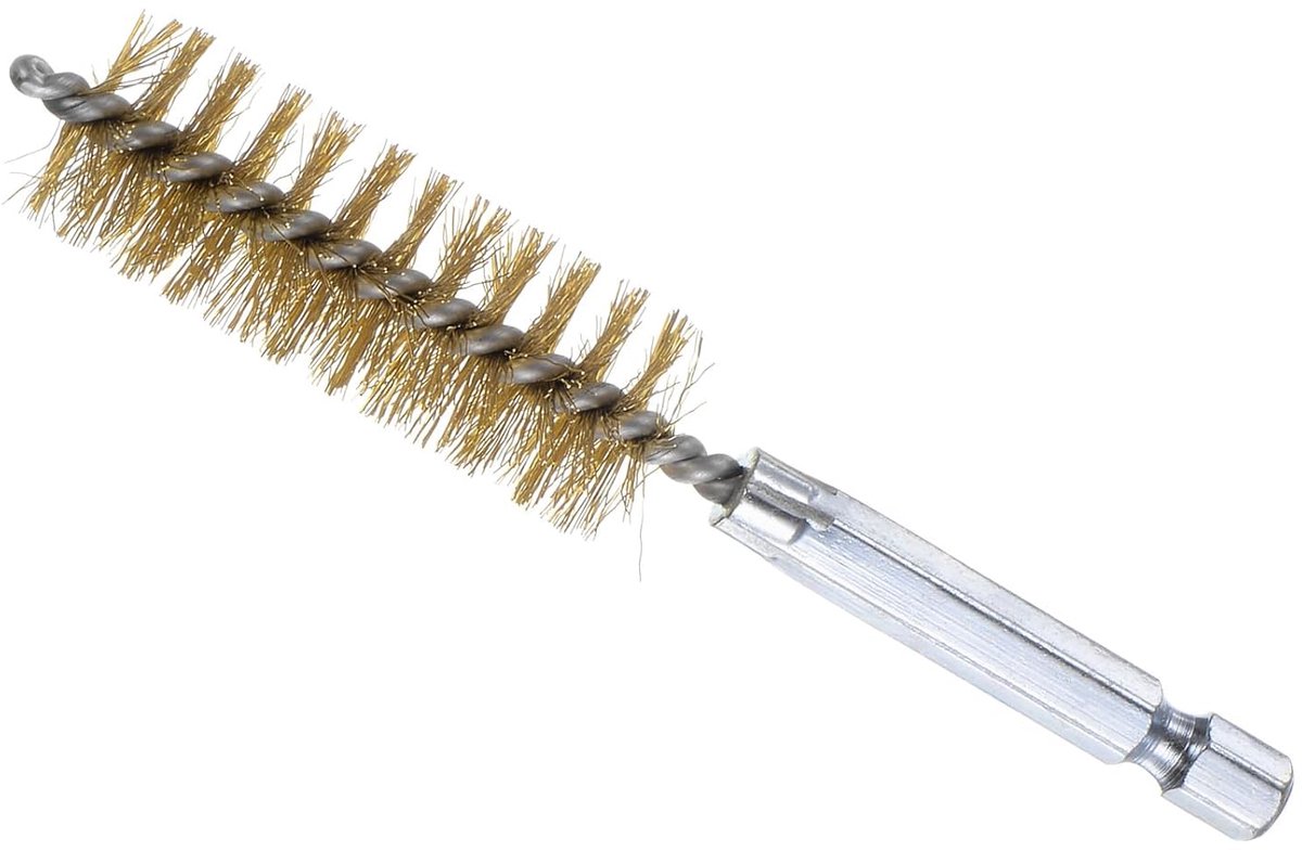 diameter 17 mm, lengte 10 cm, metalen borstels voor het reinigen van messing zeskantschacht 1/4 inch - (toepassingen: voor elektrische boormachine, slijpmachine)