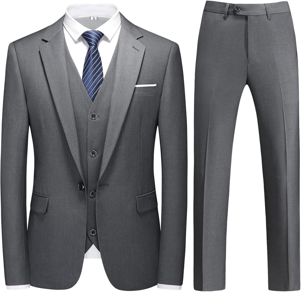 3-delig pak business smoking pak met één knop voor mannen smoking klassieke blazer vest broek set