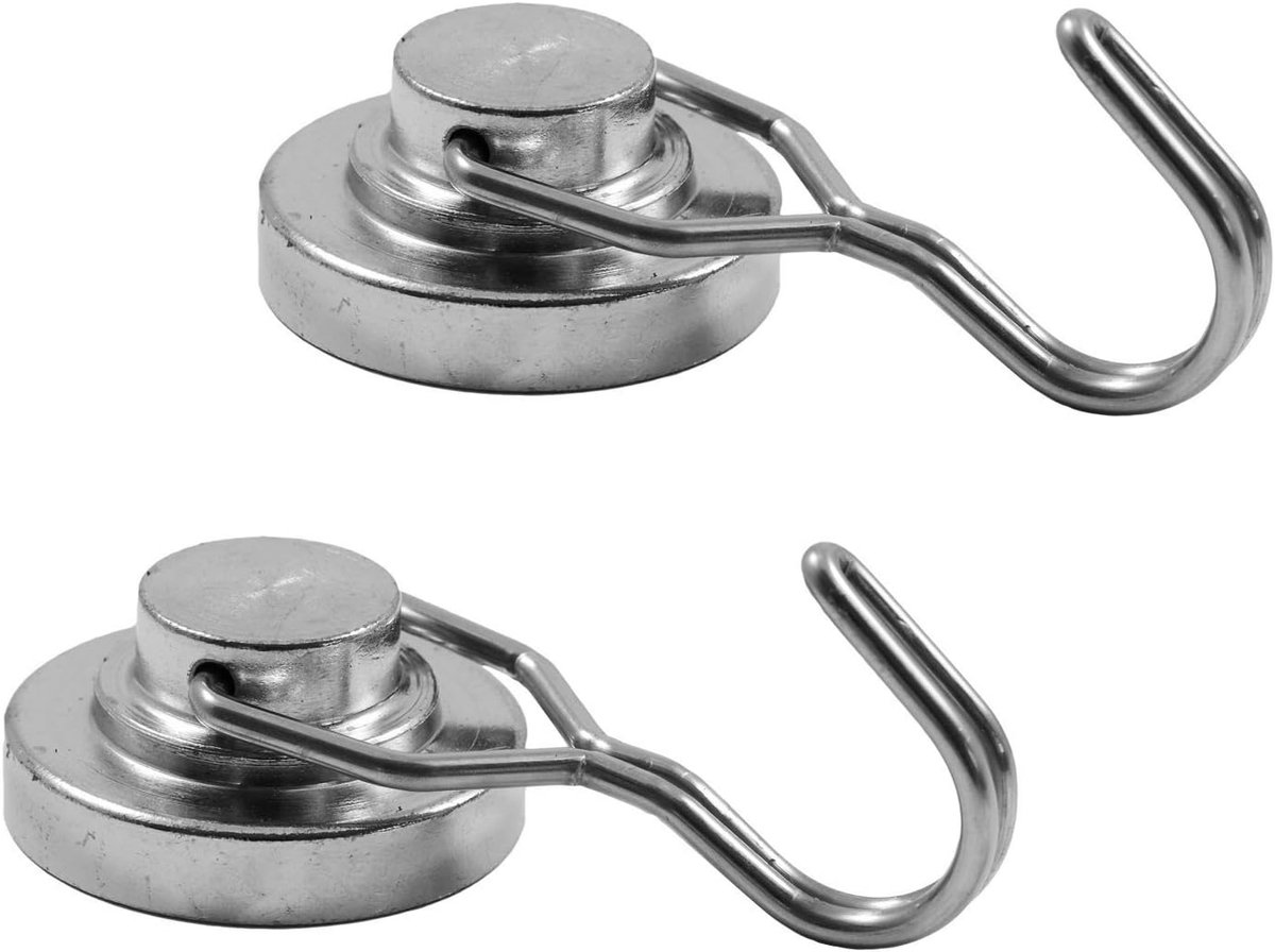 2 x flexibele neodymium magneethaken, extra sterk, diameter 32 mm, hechtkracht 30 kg, haakmagneet voor keuken, badkamer, kantoor, tuin, camping, wandhaak, sterke magneethaak, magnetisch