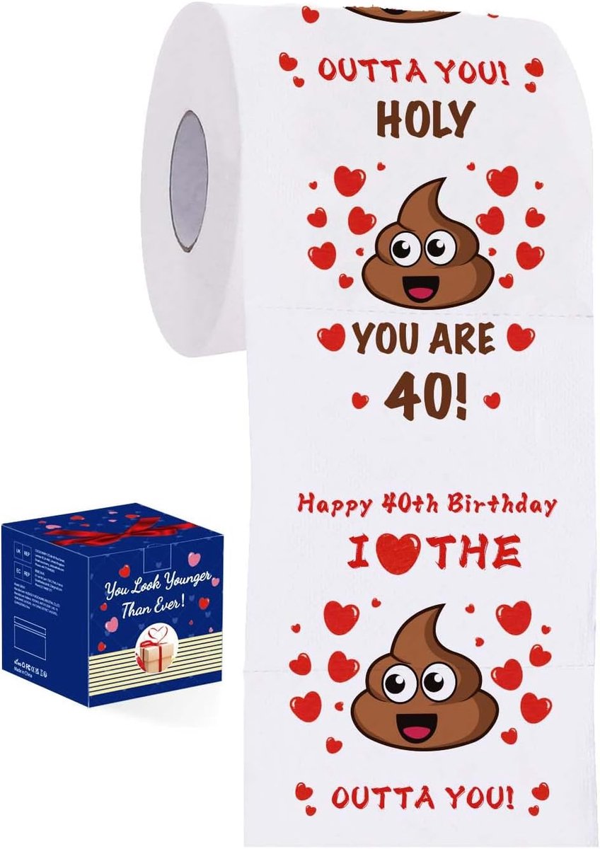 40e verjaardagscadeaus voor vrouwen en mannen: Happy Prank toiletpapier, nieuwe grap geschenken voor vrouwen