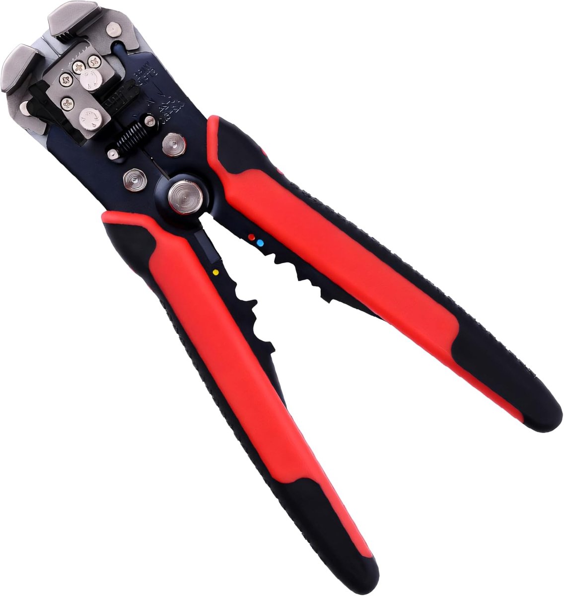 Striptang, striptang, kabelverwerking, kabelstripper, universeel, meercomponenten, multifunctionele stripper, kabelstripper, gereedschap voor elektriciens, lengte 210 mm, staal, rood