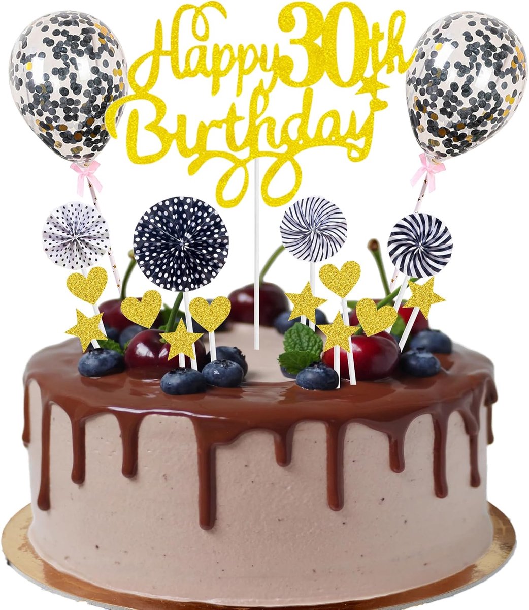 30th Birthday taartdecoratie 30e verjaardag man vrouwen taartdecoratie 30e verjaardag goud zwart taartdecoratie 30e verjaardag man taartdecoratie goud met hart ster ballon glitter cake topper