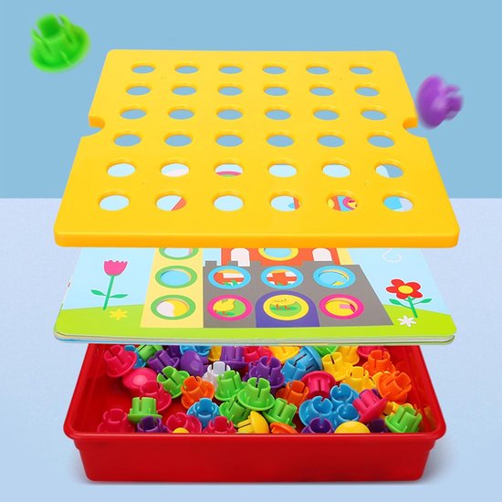 Kinder mozaïek knijperspel met 46 grote kralen en 12 kleurrijke kaarten Creatief educatief leerspeelgoed Voor knijpers vanaf 2 jaar(Egels) van Kinder — afbeelding 2