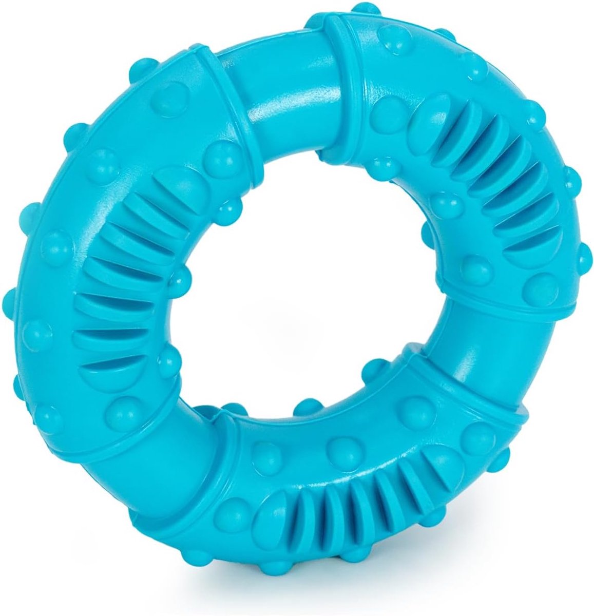 Praktisch hondenkauwspeeltje 12.5 x 4 cm kauwring van blauw rubber voor speelse tandverzorging en vervulling van interactieve behoeften van grote en kleine honden