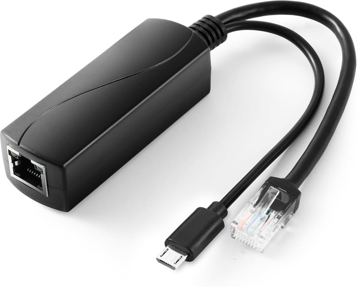 2.5G Micro USB PoE Splitter 5V/3A, PoE naar Micro USB 5V/3A 15W Uitgang, 2.5Gbps Gigabit Ethernet voldoet aan IEEE802.3af/at, Plug and Play voor Smart Home
