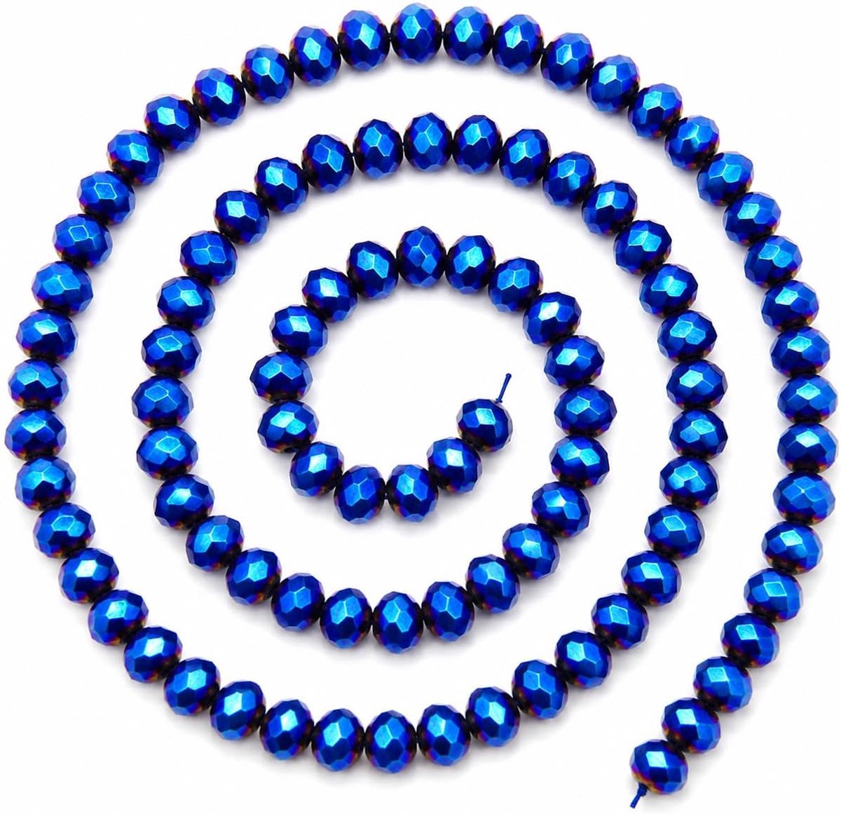 65 stuks Tsjechische Boheemse kristallen parels 8x6mm Tsjechische parels CZ glasgeslepen parels Facettierte Rondelle (blauw metallic)