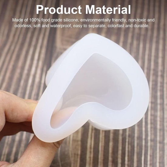 2 stuks 3D hartvorm siliconen vorm, siliconen vorm, siliconen vormen, hartvormig siliconen vorm, taartvorm, hartvormige hanger, voor doe-het-zelf handgemaakte zeep, hartvormige hangers — afbeelding 3