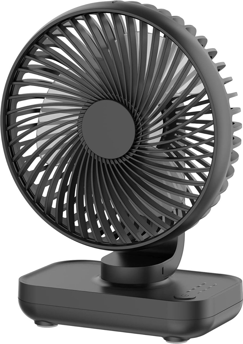 Bureauventilator, 4000mAh USB Oplaadbare Batterij Draagbare Tafelventilator met 4 Snelheden, Krachtige Verkoeling voor Kantoor Thuis Slaapkamer Bureau Kleine Ventilator