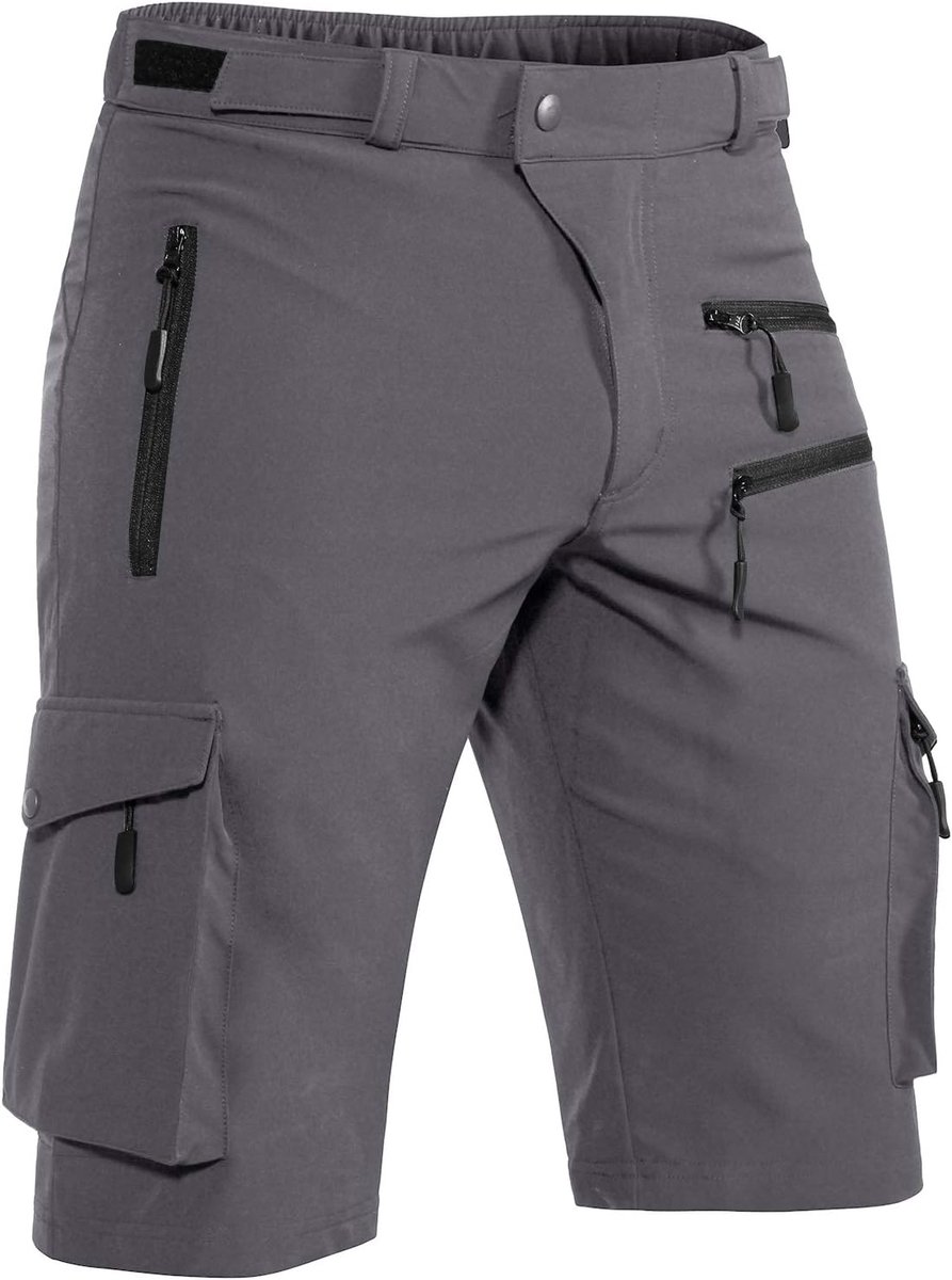 Korte Broek Heren, Zomer Lichtgewicht Sneldrogend met 5 Zakken Cargo Bermuda Wandelbroek Sport Chino Trekking Outdoor MTB Broek Heren Kort Ademend Stretch
