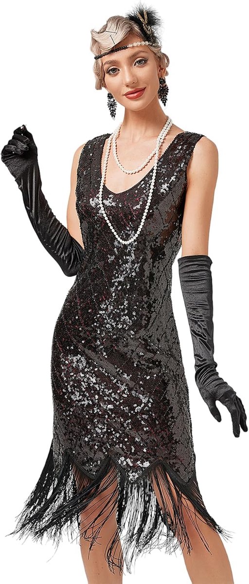 Avondjurk voor dames, flapper baljurk, cocktailjurk, jaren 20, Art Deco, Great Gatsby, party, vintage, retro