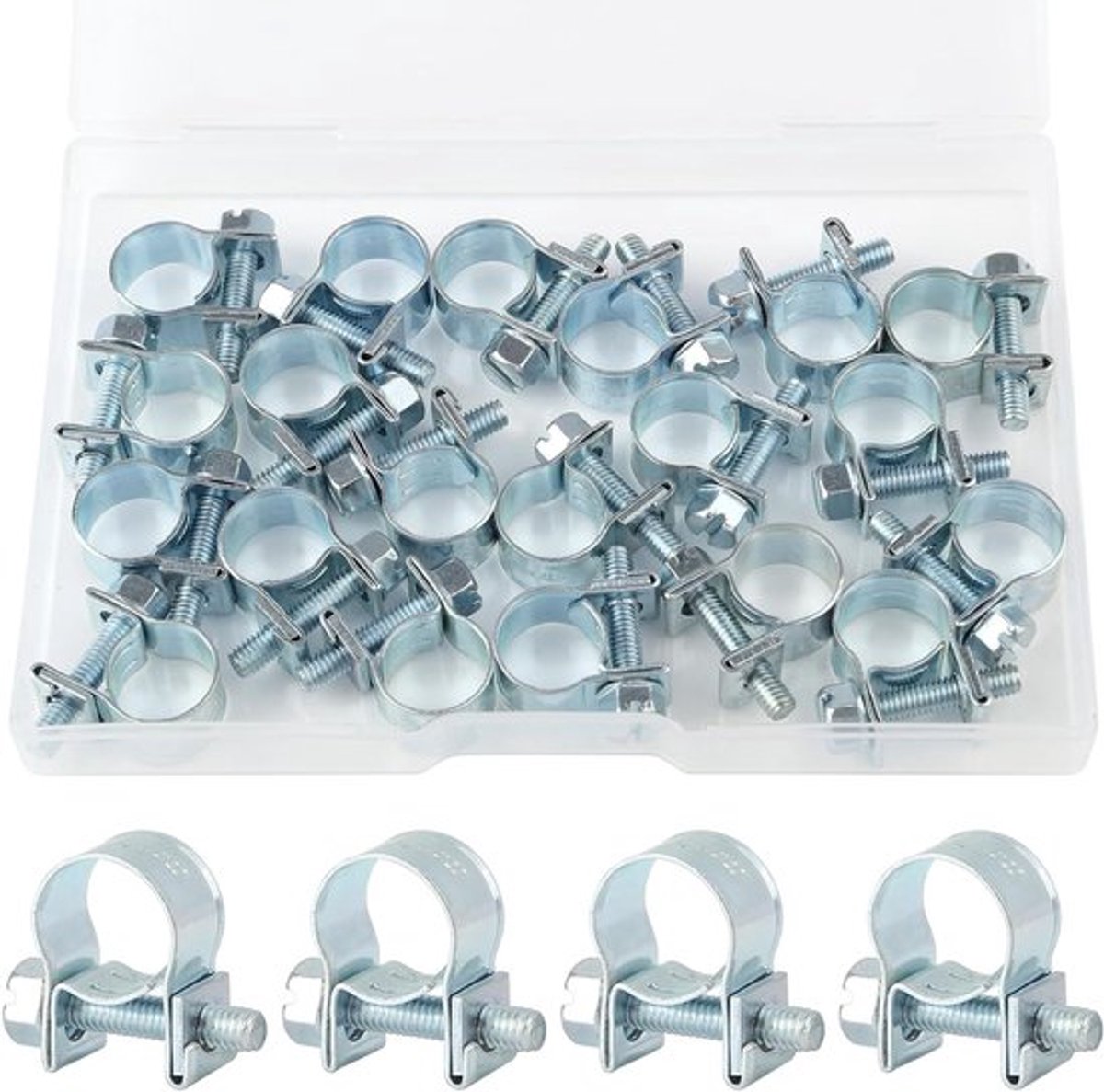 Set van 20 mini slangklemmen 10-12mm, verstelbare klemmen voor brandstofinjectie, sterke buisklemmen voor brandstofleidingen en uitlaatpijpen