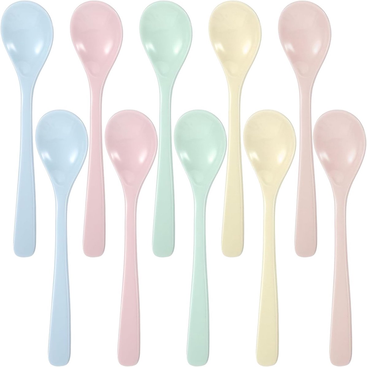 Eierlepels van kunststof, herbruikbare plastic lepels, anti-druppel imitatie porselein, servies, lange lepel voor dranken, yoghurt, desserts, latte macchiato-lepel, eierlepel