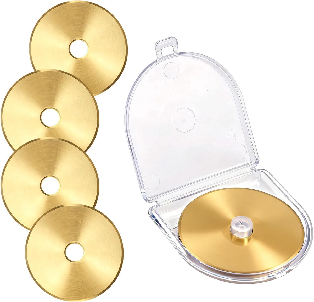 5 Stuks Titanium Gecoate Rotariesnijbladen, Universele Reserve Ronde Stofsnijbladen Navulling voor Fiskars/OLFA/Martelli/Dremel/Truecut/DAFA voor Quilten Naaien Scrapbooking (60mm)