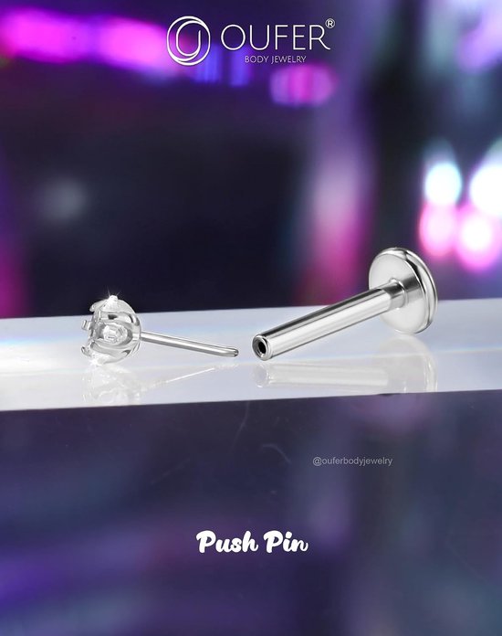 Body Piercing Titanium 18G/16G Labret Studs Lip Stud Medusa Piercing Threadless Labret Bars Push in Cartilage Helix Tragus Piercing Jewellery Flat Back Earring 6mm 8mm for Women Men — afbeelding 3