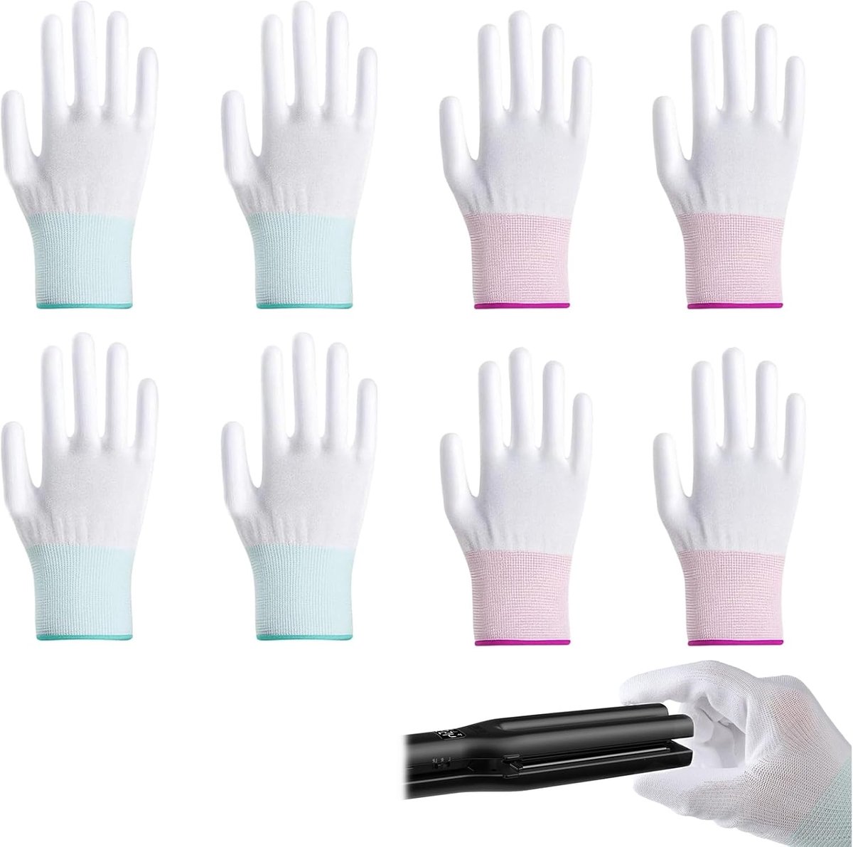 Hittebestendige Handschoenen voor Haarstyling – Thermo Handschoenen voor Hittebescherming bij Krultangen, Stijltangen en Hitteapparaten, met Siliconen Vingers voor Extra Grip, Roze e