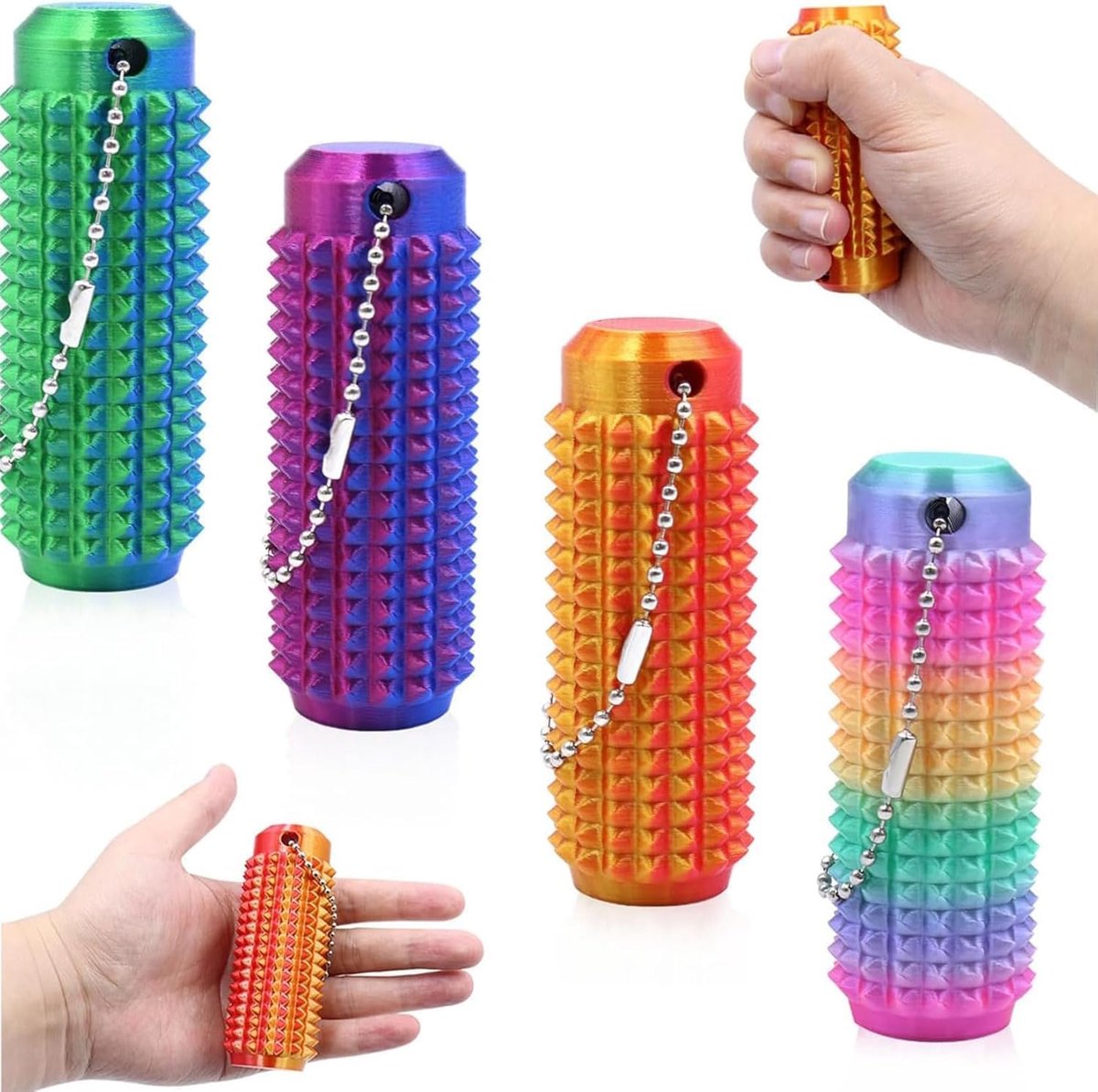 3 Stücke Fidget Spielzeug Akkupressurbälle Sensorik Spielzeug für Erwachsene Spiky Grippie Schlüsselanhänger für Stressabbau en Fokus