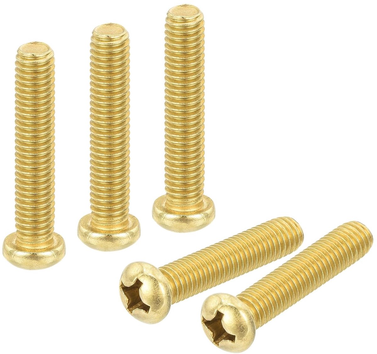 12 stuks messing schroeven, kruiskop, M6 x 30 mm, Phillips messing, machineschroeven, Panhead bevestigingsbouten voor meubels, kantooruitrusting, elektronica, messingkleur