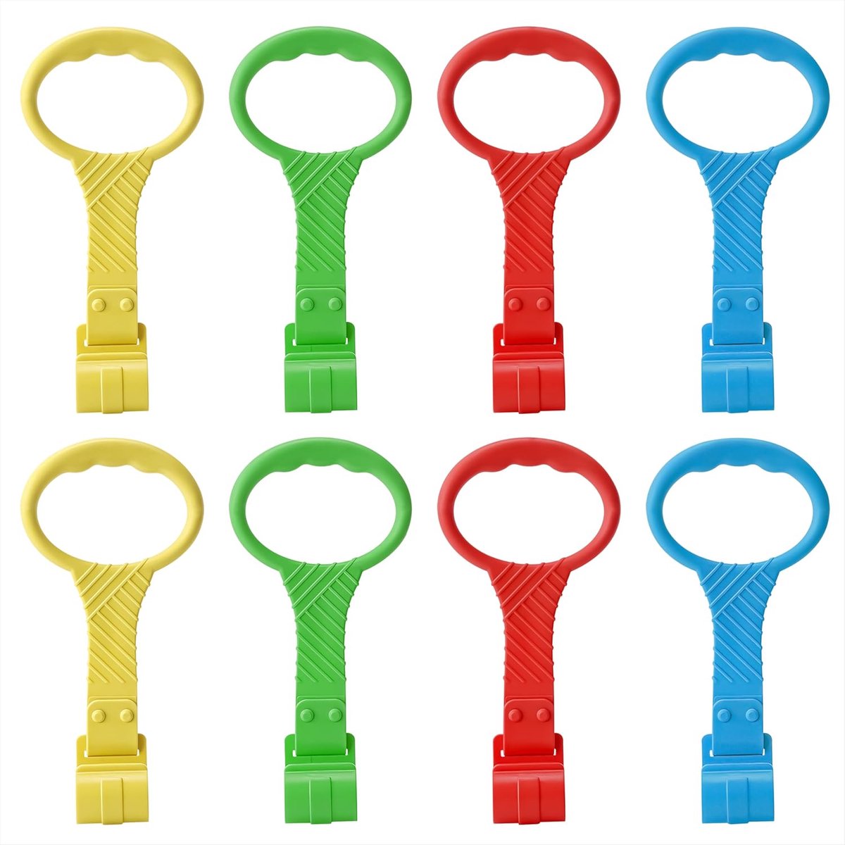 meerkleurig, ringen voor babybed en box, trekring voor evenwichtstraining, om de baby te helpen uit de wieg op te staan, 8 stuks