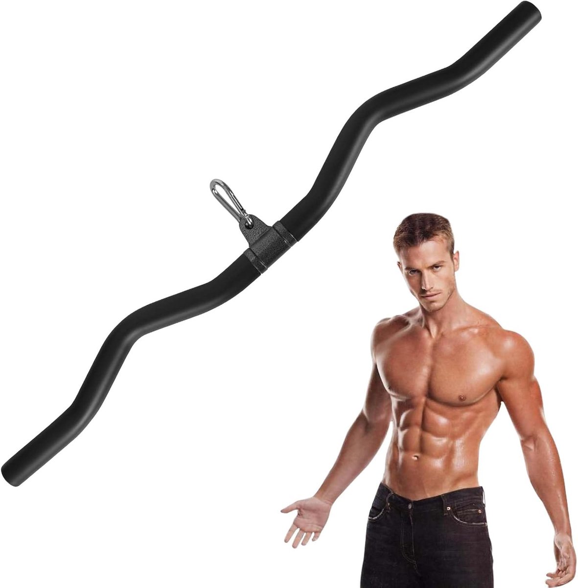 Lat Pull Down Bar, Triceps Pushdown Bar 80cm, Lat Pulldown Handvat Zwart voor Fitness, Crossfit, Bodybuilding, Krachtspiertraining, Sport, Thuis, Gym
