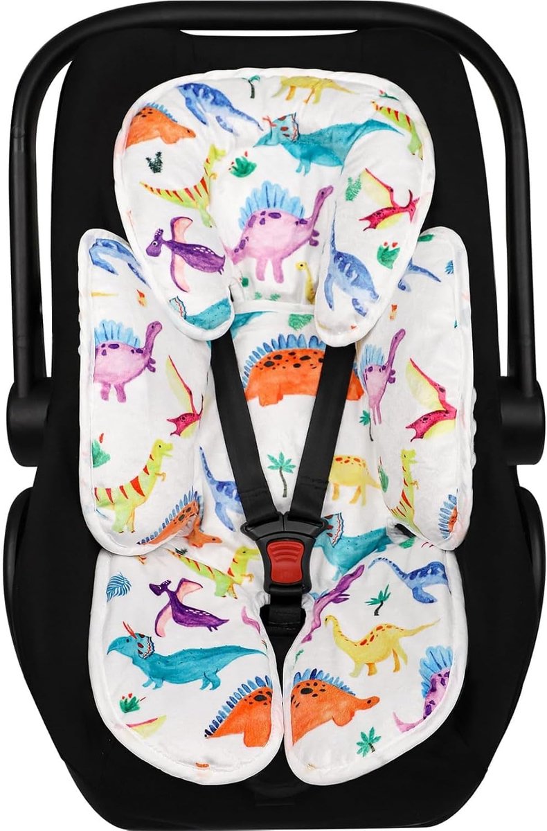 Hoofd- en lichaamssteun voor babyzitjes, kussen voor babyzitjes, hoofdsteunkussen voor pasgeborenen voor kinderwagen, babywippen, schommels, dinosaurussen