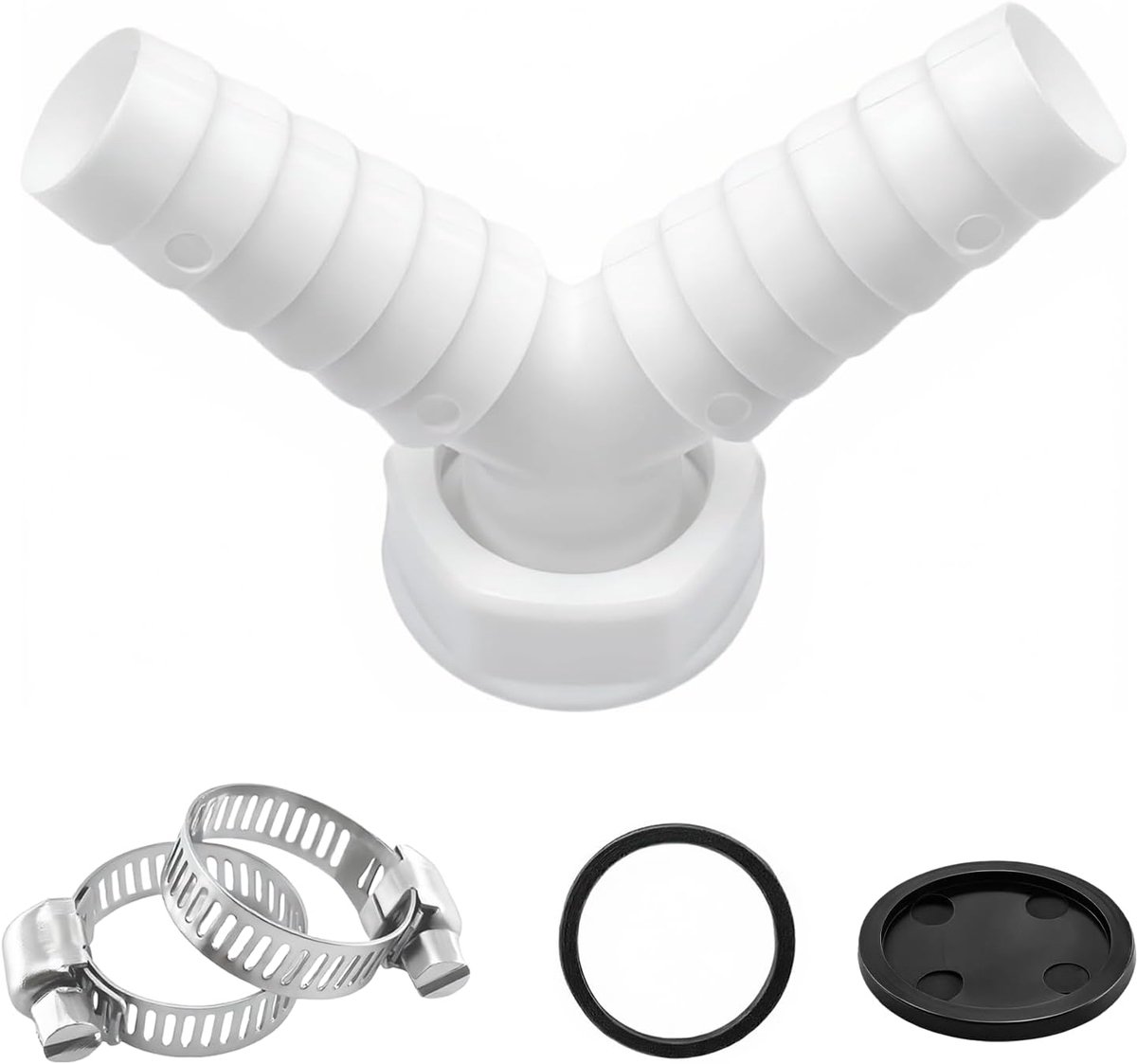 Y-type voor vaatwasser en wasmachine - 1 inch Splitter met afvoeringang voor keuken of badkamer, Y-fitting met gespen en afdichting voor eenvoudige montage (1 stuk)