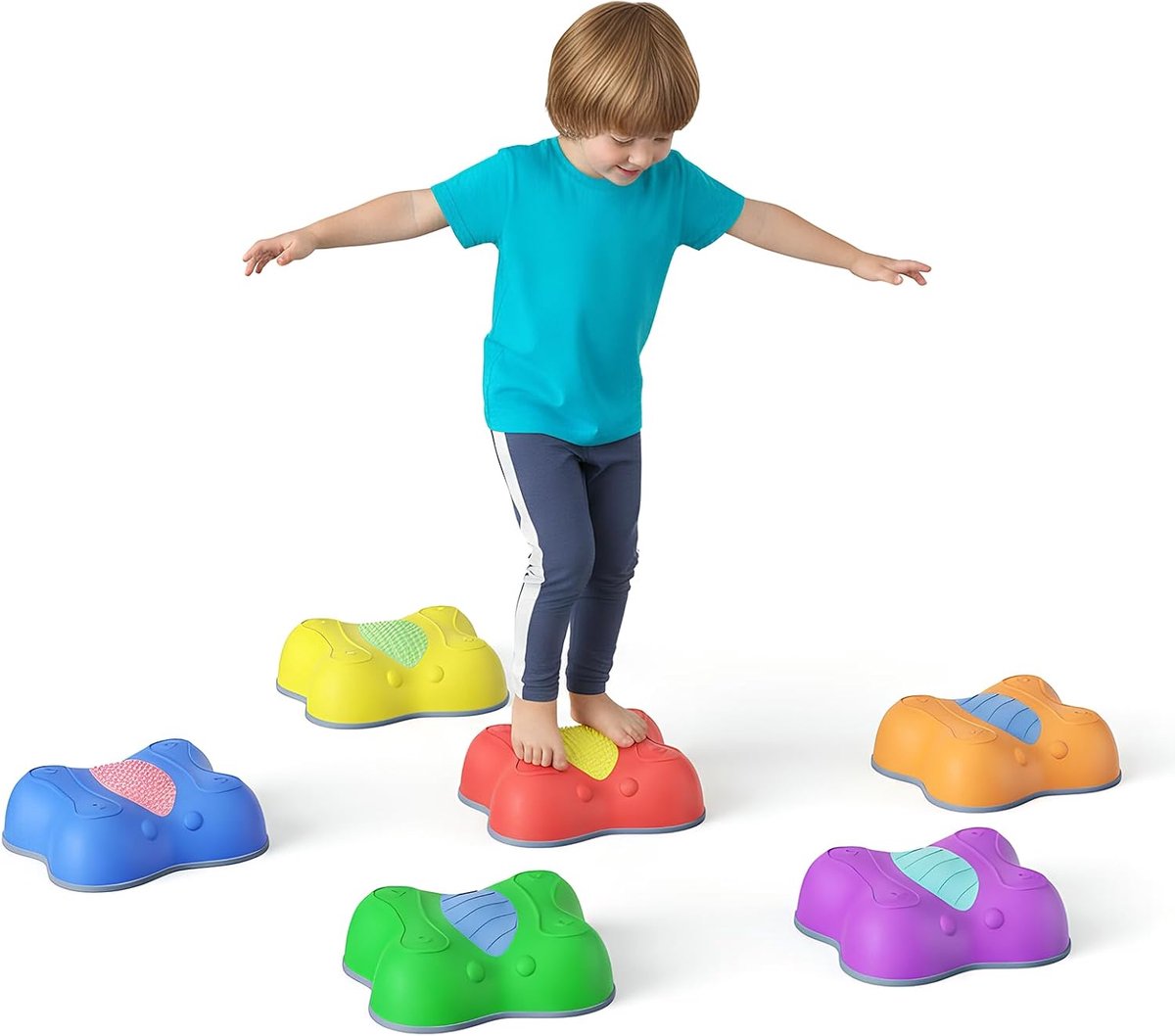 6 stuks steppingstenen voor kinderen, balansstenen, stapelstenen Bevordert evenwicht, balans en coördinatie voor binnen en buiten Geweldig bewegingsspeelgoed, balansstenen