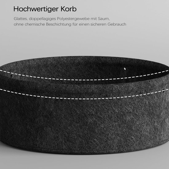 Bijzettafel, rond, salontafel, 2 niveaus, metalen balkontafel, kleine tafel, salontafel met mand van stof, woonkamertafel, bijzettafels, nachtkastje voor slaapkamer, woonkamer (zwart) — afbeelding 4