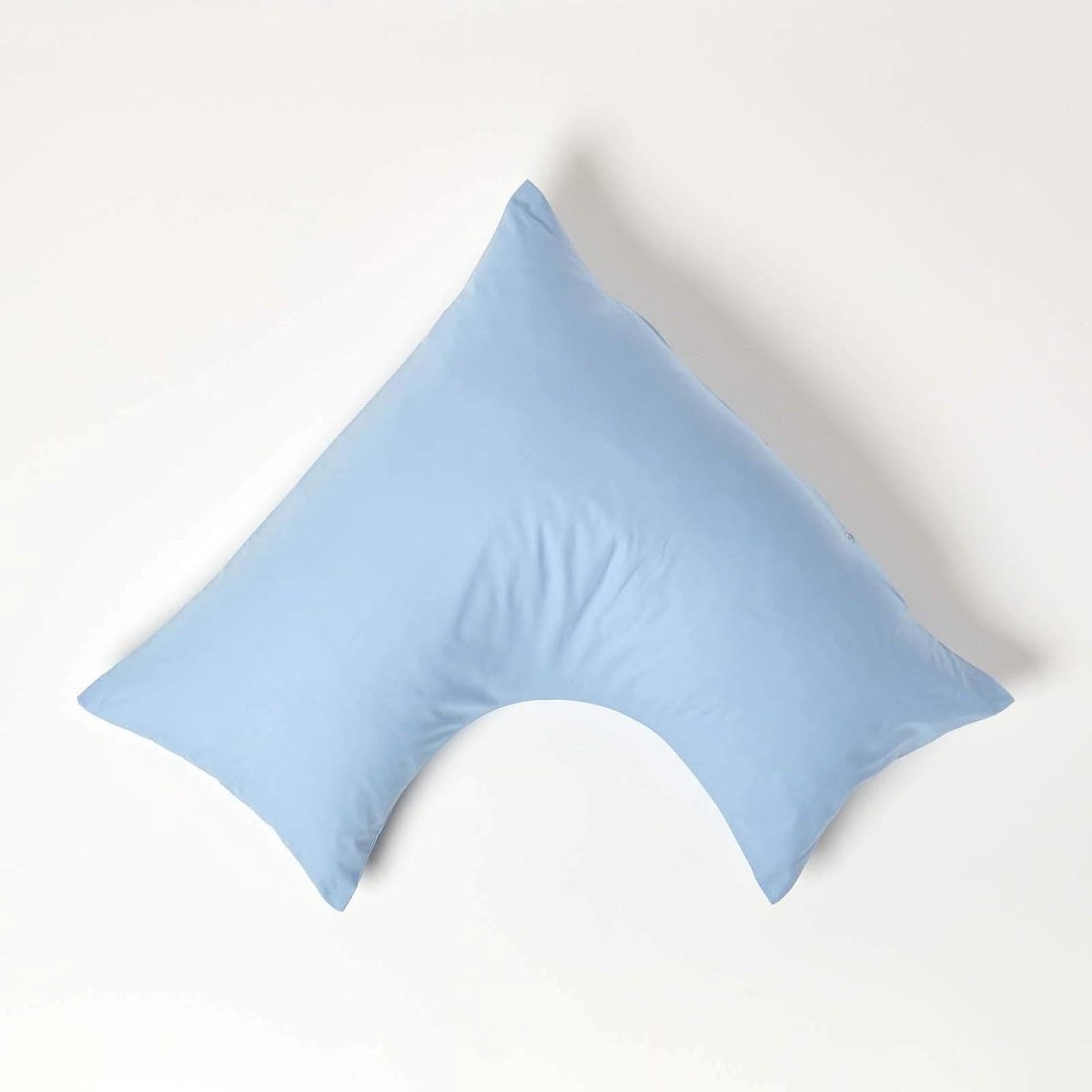 Lichtblauwe zuivere Egyptische katoenen V-vorm kussensloop, 200 en 400 draadtelling percal equivalent kussensloop voor borstvoeding zwangerschap en ouderen Pack van 2