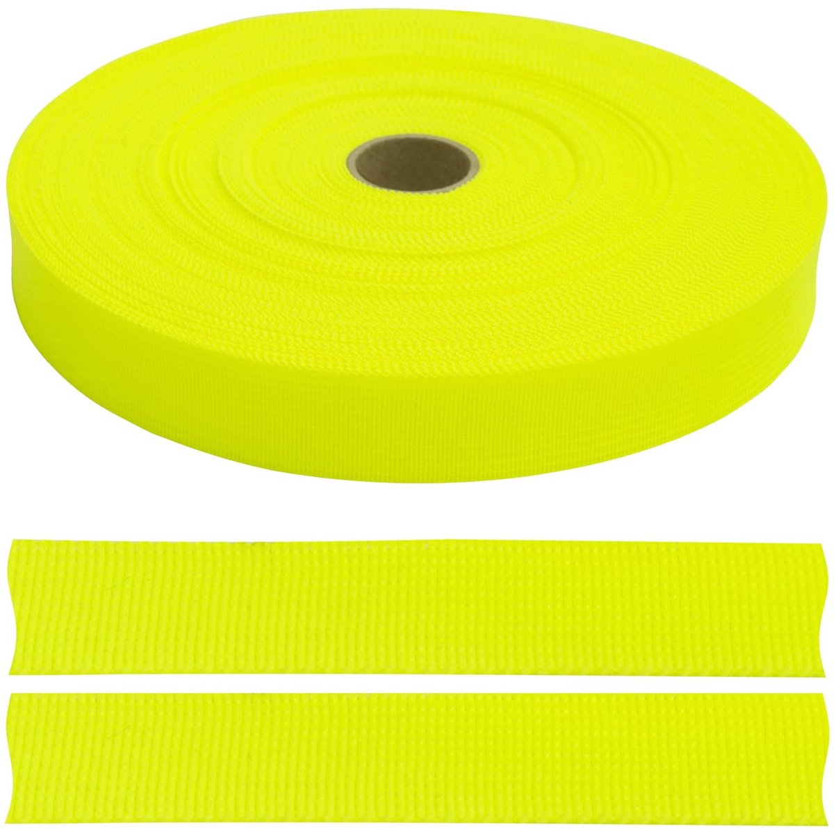 - C77549 - rol ripslint van polyester, 50 meter x 20 mm - kleur geel-groen neon - boord kleding kussen dekbedden