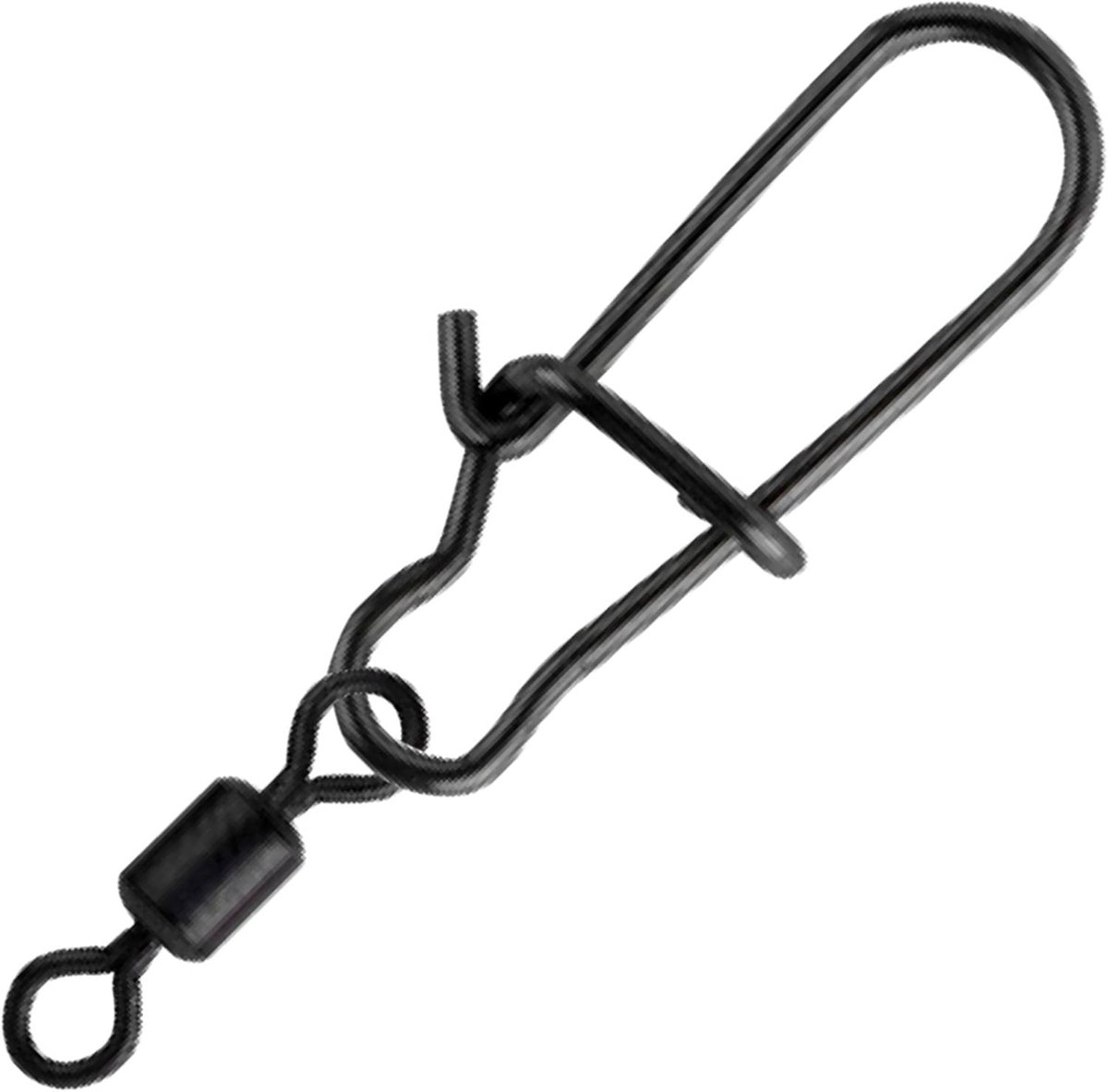 Matt Black Easy Snap + Rolling Swivel - Snaps voor spinvissen, hanger voor spinvissen, snoekwervel, snoekvak