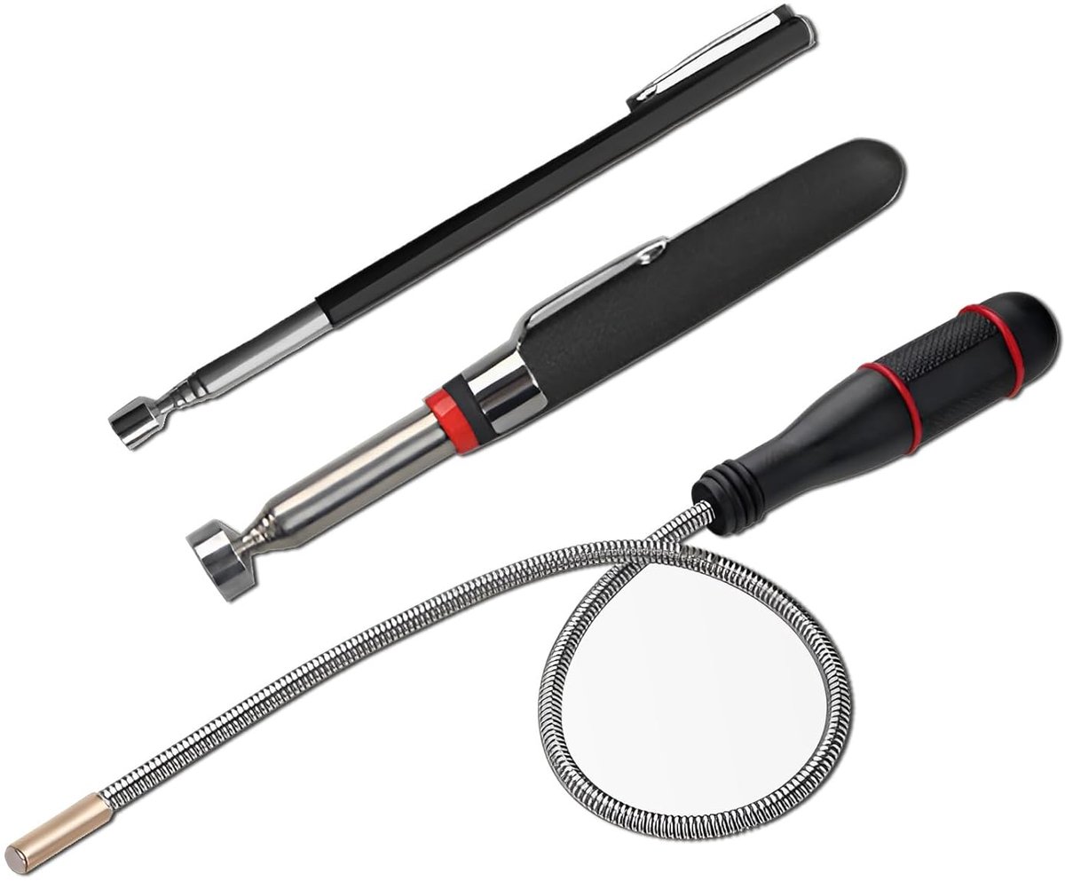 3 stuks telescopische telescoopstang, magneetgereedschap, flexibele magneetlifter, magneetstaafgrijper, telescoopmagneet, staafmagneet, extra sterk, 1,5 kg, 3 kg, 5 lb