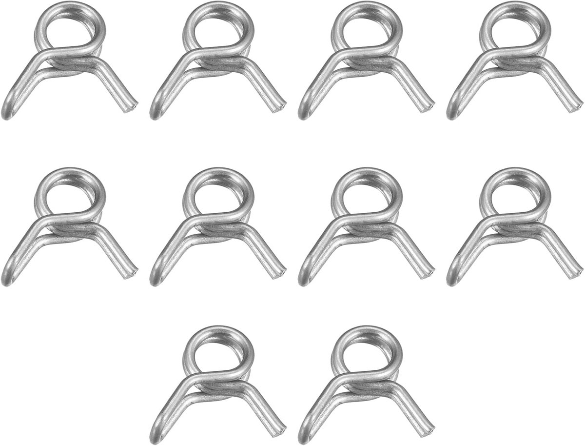sourcing map Dubbele draad veerslangklem, 20 stk.304 roestvrij staal 3,5 mm binnendiameter. Past op 3,8mm-4,2mm OD slang brandstofleiding siliconen slang veerklemmen