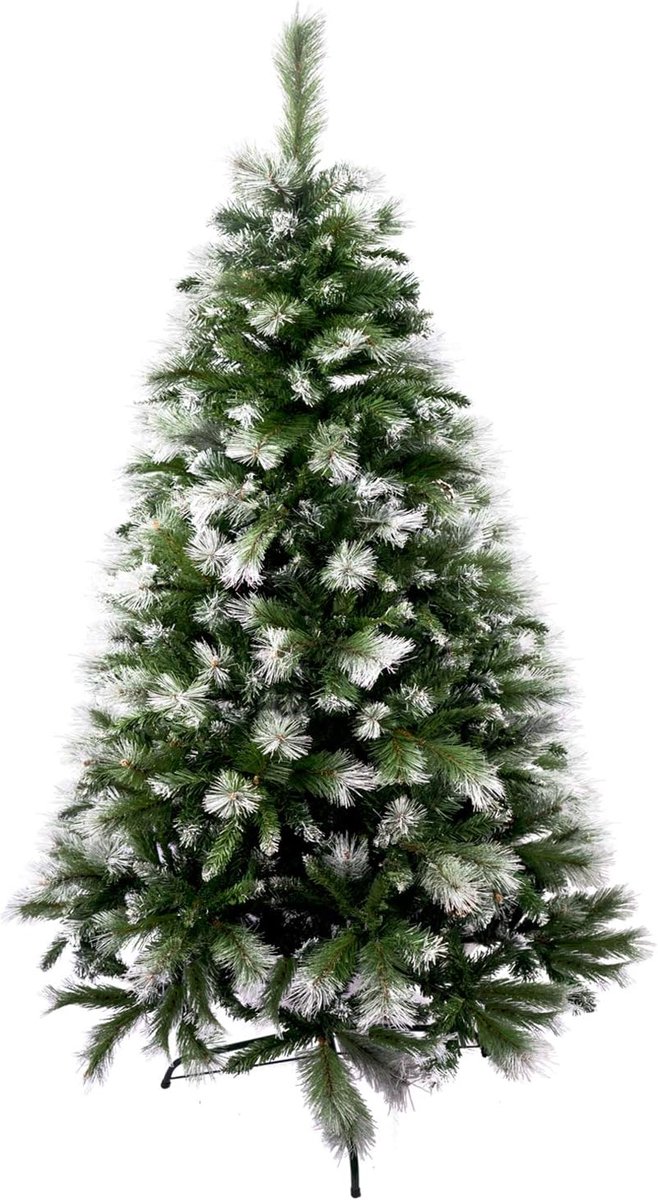 NAVIDAD Kunstkerstboom extra gevuld met gecombineerde dubbele bladeren 150-240cm met metalen standaard (Besneeuwd, 240cm 1180Tips)