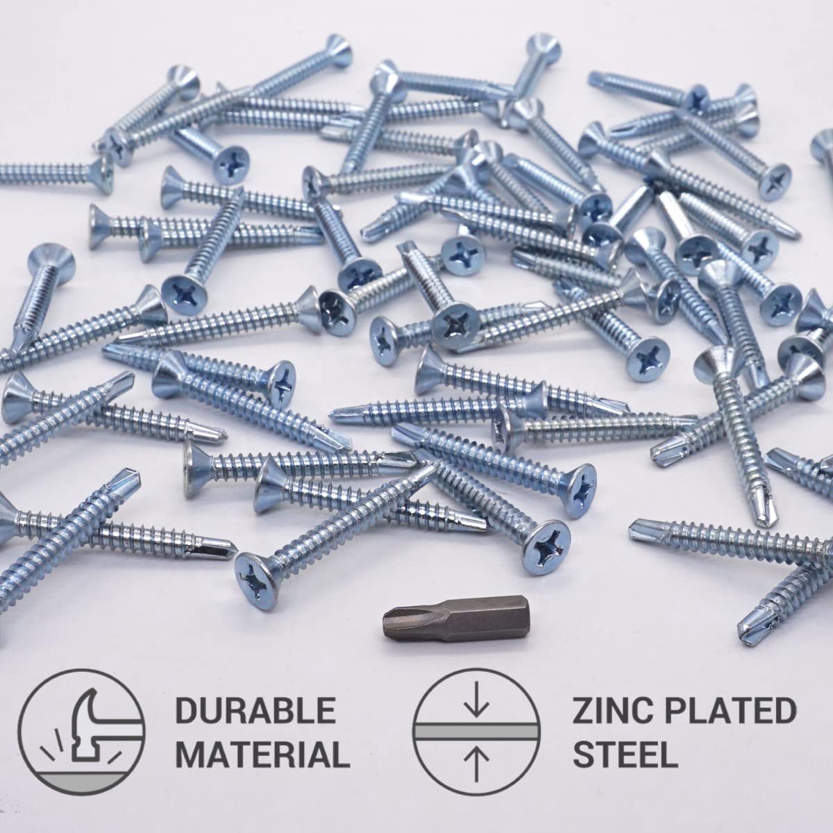(100 stuks) DIN 7504 P verzinkt staal 5,5 x 45 mm zelfborende schroeven voor metaal, plaatschroef, verzonken kop