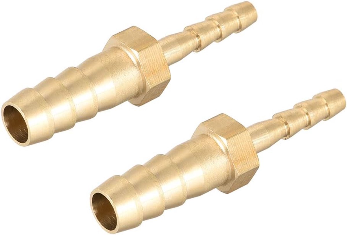 sourcing map ID slangconnector van messing, slangverbinder, rechte aansluiting, 8 mm x 4 mm, 2 stuks